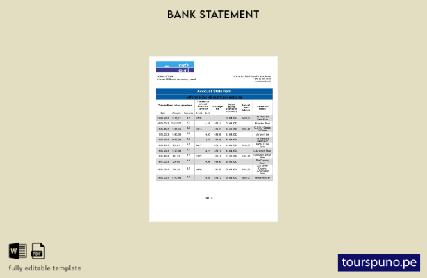 listo para imprimir plantilla de word   extracto bancario de Israel Leumi